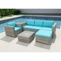 Bora Bora Garden Sofa Set Rattan Outdoor Furniture with Table, Chair & Footstool Patio Garden Furniture
