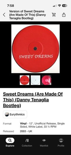 Sweet dreams (are made of this)  - danny tenaglia bootleg remix 12" vinyl