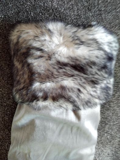 Luxury Padded Super Soft Faux Fur Trim Christmas Stocking Silver Grey