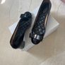 Michael Kors Black Patent mid heal pumps with silver edged bow Image 5
