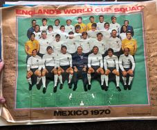 Vintage England World Cup Squad Mexico 1970 Daily Express Poster