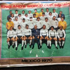 Vintage England World Cup Squad Mexico 1970 Daily Express Poster