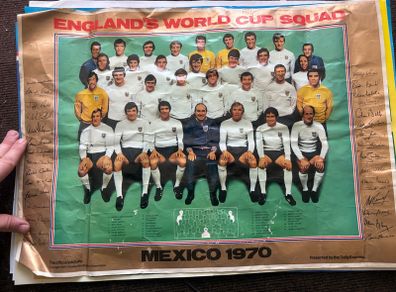 Vintage England World Cup Squad Mexico 1970 Daily Express Poster