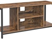 _TV cabinet, TV table, TV shelf, lowboard with open compartments, living room, 110 x 40 x 50 cm, industrial design, vintage, dark brown