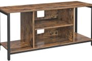 _TV cabinet, TV table, TV shelf, lowboard with open compartments, living room, 110 x 40 x 50 cm, industrial design, vintage, dark brown
