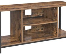 _TV cabinet, TV table, TV shelf, lowboard with open compartments, living room, 110 x 40 x 50 cm, industrial design, vintage, dark brown