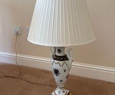 Large Vintage Neoclassical Porcelain Urn Table Lamp with Swan Handles (30")