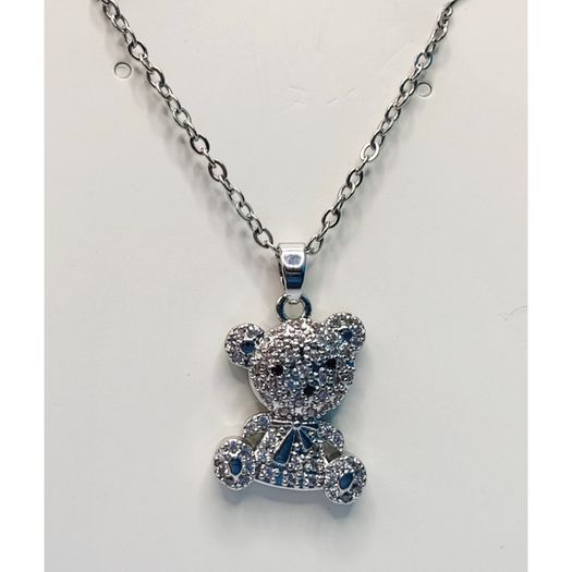 Unworn Cute Teddy Bear Pendant and Necklace