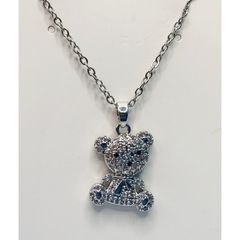 Unworn Cute Teddy Bear Pendant and Necklace