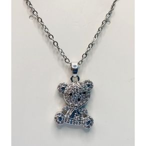 Unworn Cute Teddy Bear Pendant and Necklace