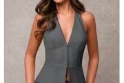 S Size halter deep V neck slim fit tank top