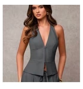 S Size halter deep V neck slim fit tank top