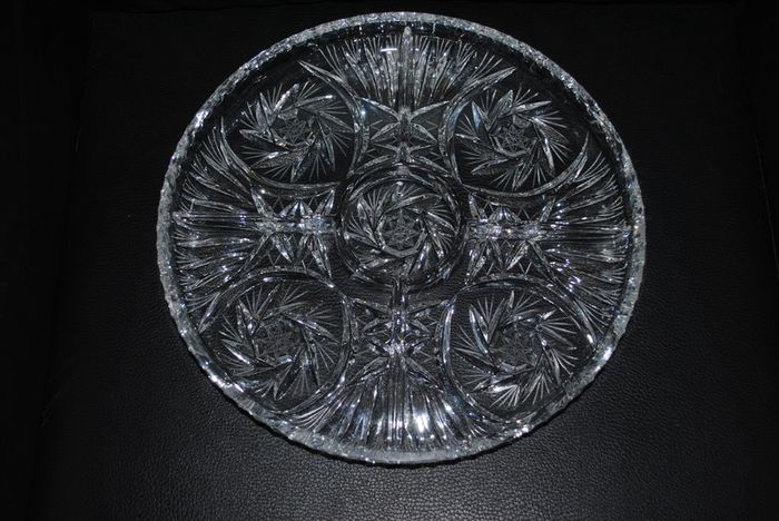 Heavy cut glass serving plate