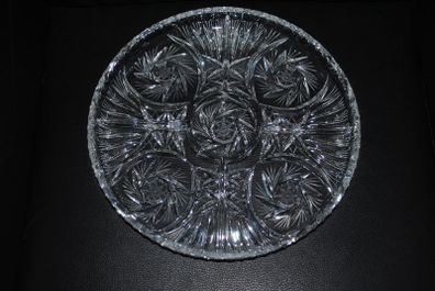 Heavy cut glass serving plate