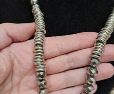 Statement Silver Tone Necklace with Faceted Beads
