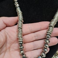 Statement Silver Tone Necklace with Faceted Beads
