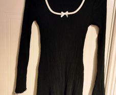 Black Ribbed Contrast-Trim Dress DIVIDED by H&M l Size S