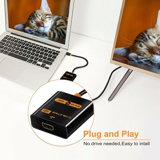Cabletime Mini DisplayPort to HDMI 1080P Female (Video-Audio) TV (Gold-Plated) Adapter (White) (Brand New/Warranty)