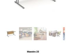 Maestro 25 straight desk 1400mm x 800mm - silver cantilever leg frame, oak top