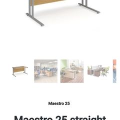 Maestro 25 straight desk 1400mm x 800mm - silver cantilever leg frame, oak top