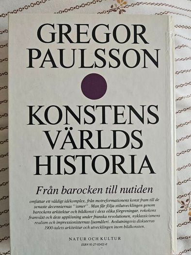 Historyof The Art World. From Biroque To Present. By Gregor Paulsson. Hardback In Good Condition   See Photos For Same.