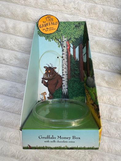 Gruffalo Money Box with chocolate coins Damaged Box Chocolate expired AUG 2015 Please see photos
