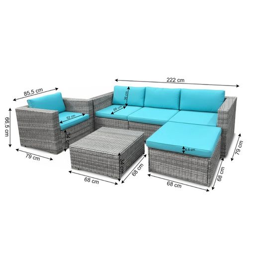 Bora Bora Garden Sofa Set Rattan Outdoor Furniture with Table, Chair & Footstool Patio Garden Furniture