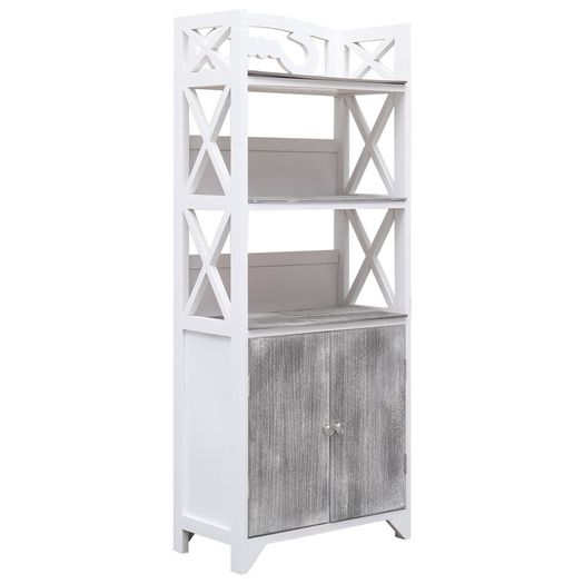 Bathroom Cabinet White and Grey 46x24x116 cm Paulownia Wood