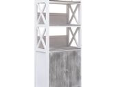 Bathroom Cabinet White and Grey 46x24x116 cm Paulownia Wood