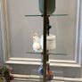 Vintage Mid-Century 4-Tier Brass & Glass Etagere Shelf Unit with Wooden Handle Accent Image 5