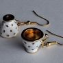 White & Gold Spotty Mini Teacup Drop Earrings Image 6