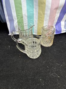 3 Assorted glass milk jugs