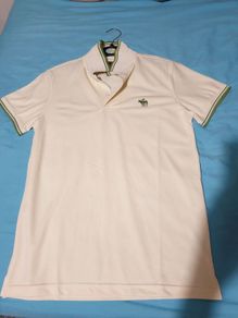 abercrombie fitch small medium cream green polo shirt