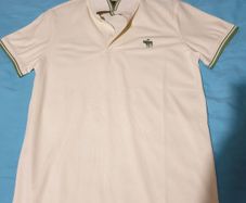 abercrombie fitch small medium cream green polo shirt