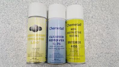 Dye Penetrant Crack testing aerosols.