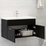 Sink Cabinet with Built-in Basin Black Chipboard Image 4