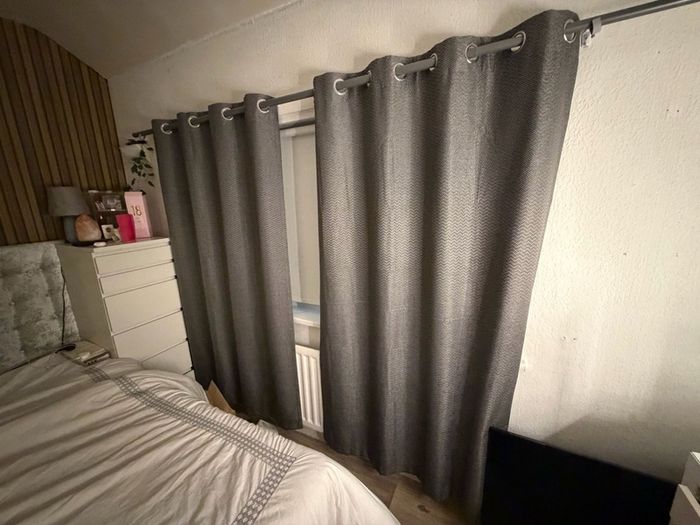 grey curtains