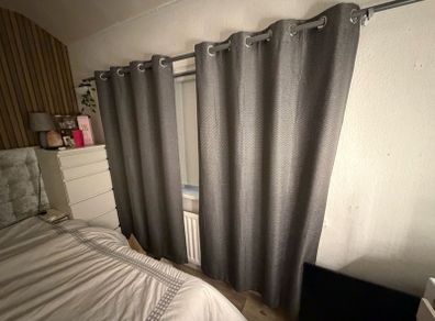 grey curtains