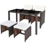 5 Piece Outdoor Dining Set with Cushions Poly Rattan Brown Image 2
