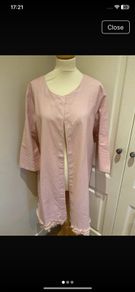 Alice Collins dressy cotton/linen 3/4 light coat, size 16 baby pink