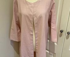 Alice Collins dressy cotton/linen 3/4 light coat, size 16 baby pink