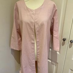 Alice Collins dressy cotton/linen 3/4 light coat, size 16 baby pink