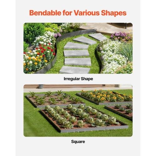 Steel Landscape Edging 5 Packs 39 x 4in Rust-Resistant for Yard Dark Gray
