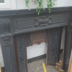 Antique fireplace ornate Victorian/Edwardian cast-iron fireplace surround