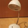 Vintage-style white gooseneck desk lamp with a chrome flexible arm  white Image 2