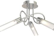 Curved Arm Ceiling Light, Ceiling Light Fittings, Metal &amp; Glass, 3 Way Polished Chrome Flush Curved Arm Ceiling Spotlight for Living Room, Bedroom, Kitchen, and Hallway.
