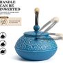 Cast Iron Teapot, 900ml Tetsubin Japanese Tea Kettle with Infuser for Loose Leaf and Tea Bags, Tea Pot Coated with Enameled Interior, Dark Blue Image 5