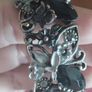 Beautiful flower cuff bracelet with rhinestones butterflies. Image 2