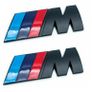 2x BMW M Sport Metal Emblems Matte Black Sticker Side Wing Fender Badge 45x15mm Image 2