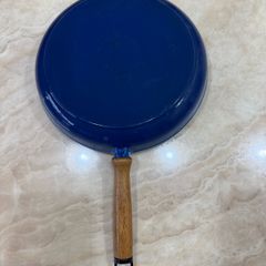 Blue enamelled cast iron pan, 28 cm